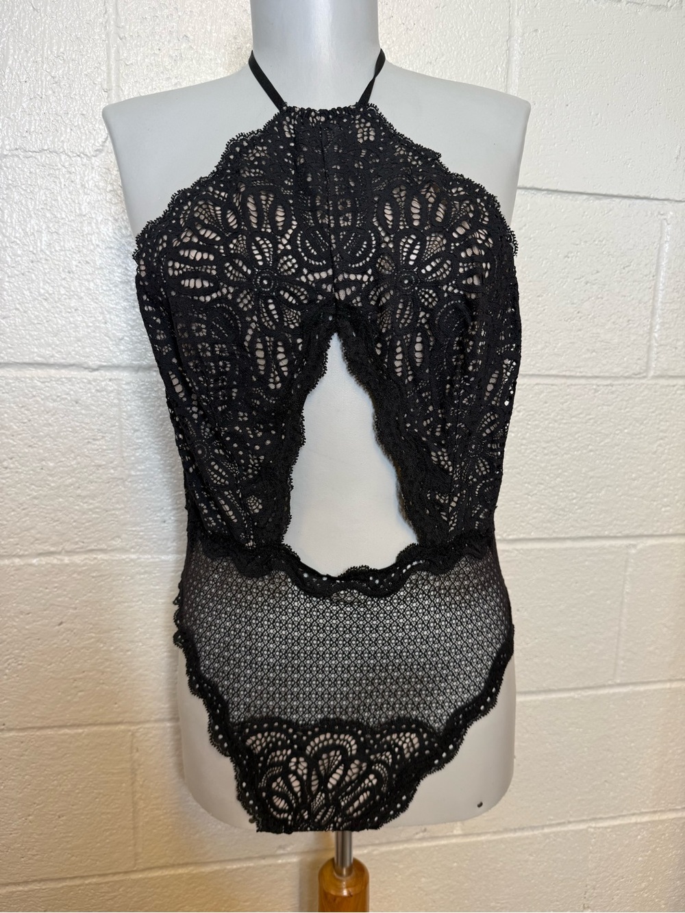 Victoria's Secret Black Lace Halter Teddy